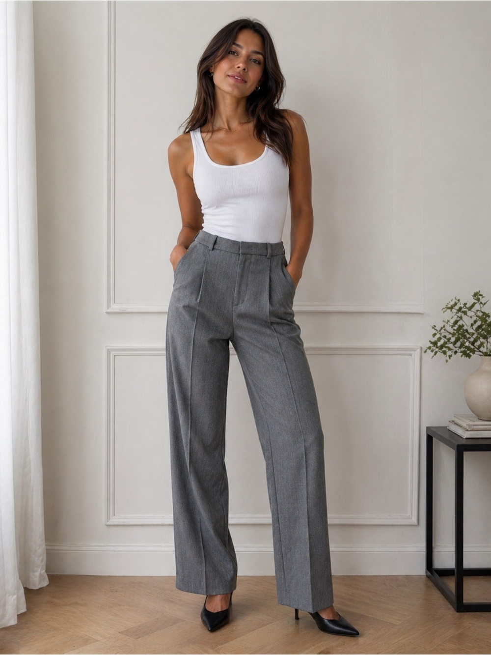 Vince Italian Wool-Blend High-Waist Trouser